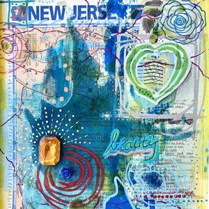 Jersey Beauty - Original Art Mixed Media Signed Painting Framed White 9”x11”
